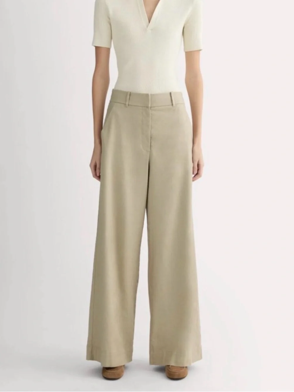 Everlane Linen Trousers Khaki Size 6 - Picture 1 of 10